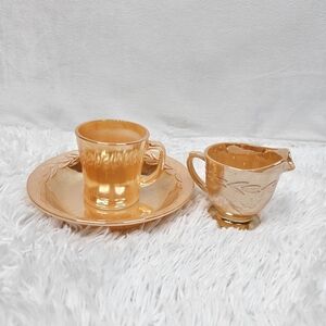 Vintage anchor hocking Fire king peach lusterware set of 3